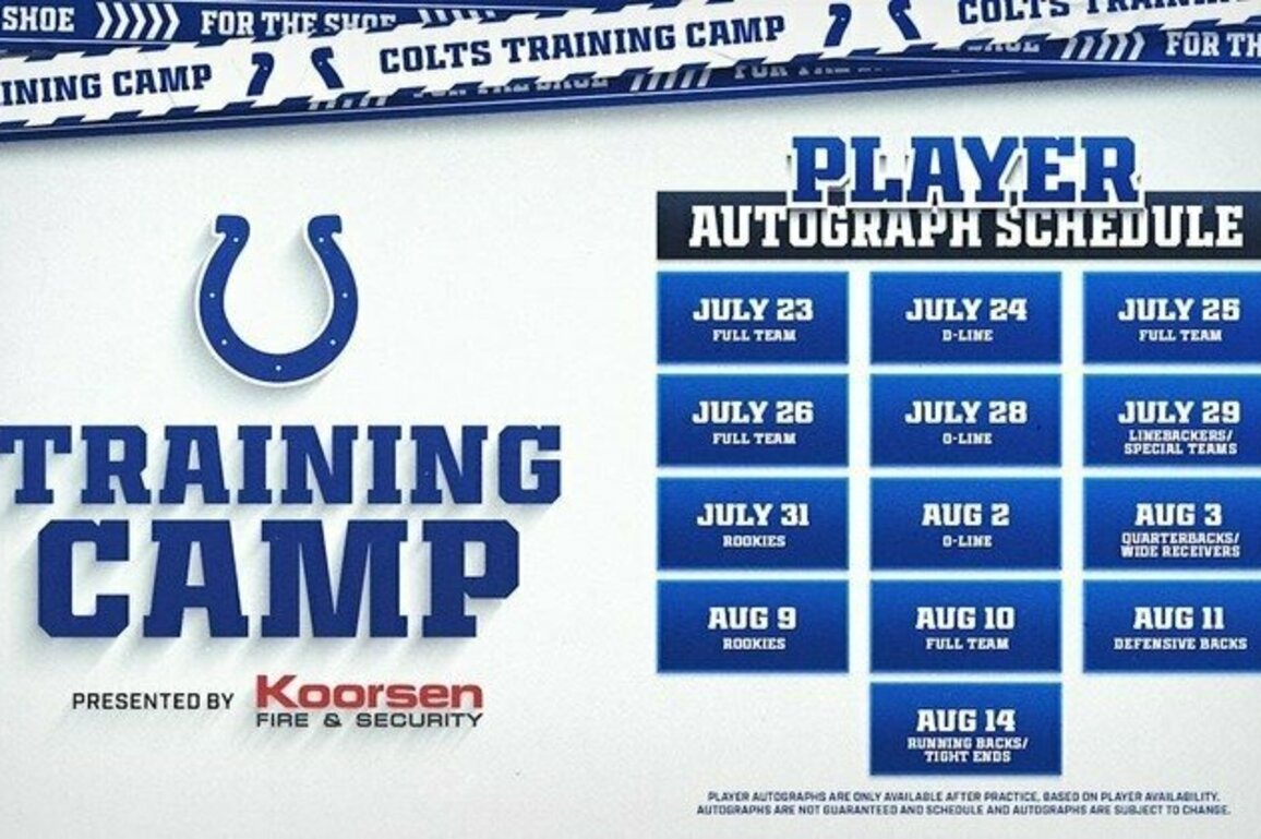 Post-practice player autographs at 2025 Colts Training Camp