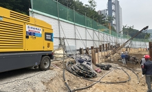 Atlas Copco's X28 portable air compressor supporting slope reinforcement in Gyeonggi Province, South Korea