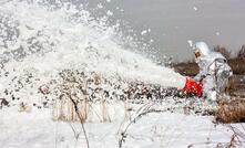  PFAS foam being sprayed. 