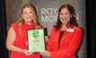 Elders GM Residential Real Estate and Brand, Belinda Connor (left), accepting the award, presented by Roy Morgan CEO, Michele Levine, for Australia's most trust agribusiness brand. 