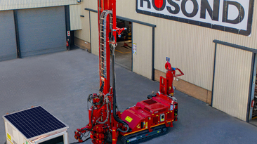 Reverse circulation drill rig with solar powered command trailer at the Rosond head office in Midrand 