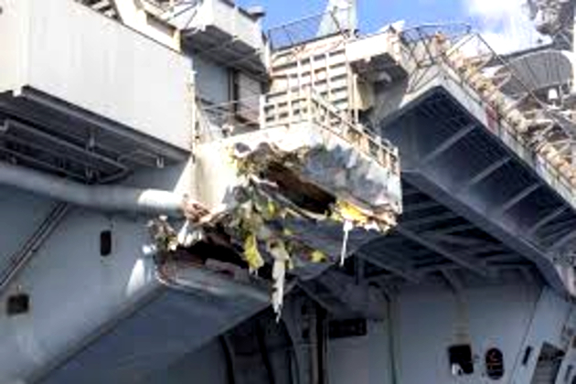 US Navy aircraft carrier collides with merchant ship near Egypt