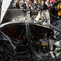 MIDEAST-GAZA CITY-BOMBING-DAMAGED CAR