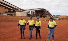  L-R: FMG deputy chairman Mark Barnaba AM, WA mines minister Bill Johnston, FMG CEO Elizabeth Gaines and FMG COO Greg Lilleyman at Eliwana