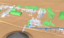 The proposed 5Mtpa plant. The areas in green are Stage 2 equipment. In blue is the modified Stage 1 equipment.