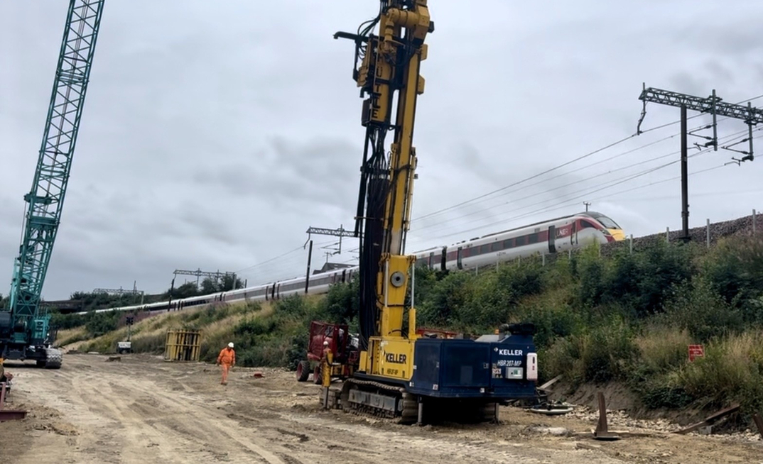 Engineers working on the landslip site of Browney Curve. Credit: Network Rail 