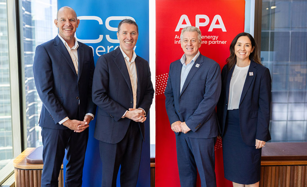 APA Group Executive Energy Solutions Darren Rogers, APA CEO and MD Adam Watson, CS Energy CEO Brian Gillespie and CS Energy Chief Commercial Officer Sophie Sangster.