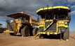 The Cat 793F (right) and Komatsu 930E (left) line up for testing at Caterpillar's Tucson Proving Grounds 