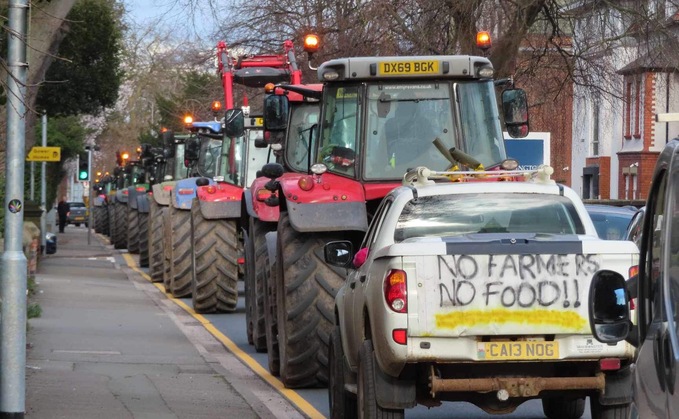 Welsh farmers protest outside Lesley Griffiths' office in Wrexham - credit Dan Lloyd