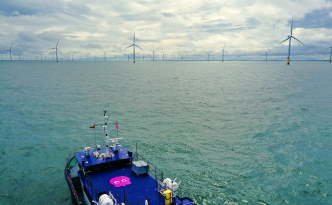 The HMS Octopus against a backdrop of wind turbines | Credit: Octopus 