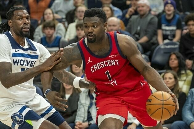 Pelicans star Zion Williamson (back) out vs. Timberwolves