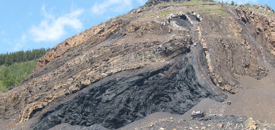 Abandoned Grassy Mountain coal mine in Alberta, Canada. 