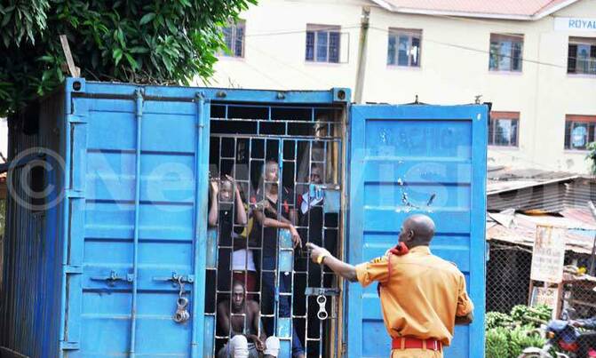 Inmates locked up in a container Inmates locked up in a container