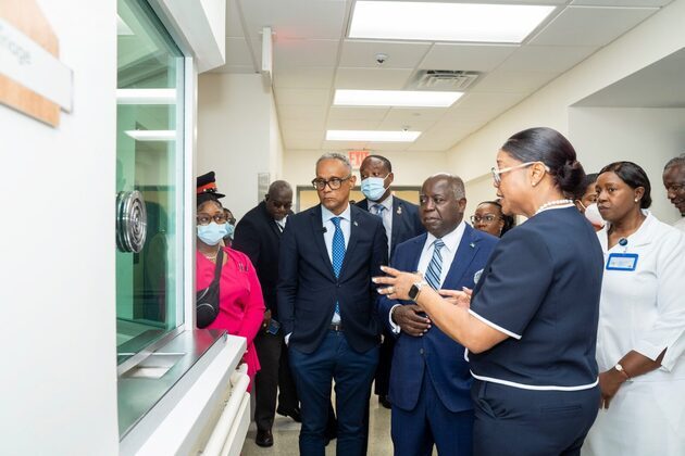PM Davis welcomed at the new Accident &amp; Emergency Department at PMH