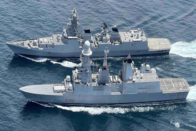 Italian Navy's Caio Duilio conducts passage exercise with INS Surat in Indian Ocean