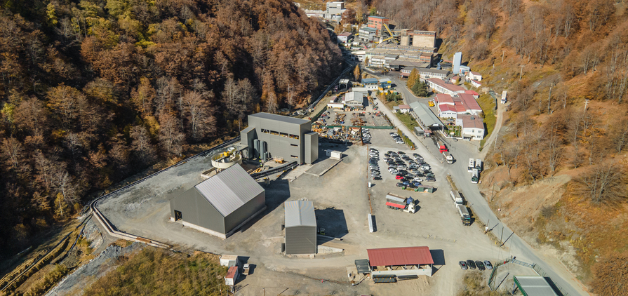 View over Sasa with the dry stack tailings plant in the foreground