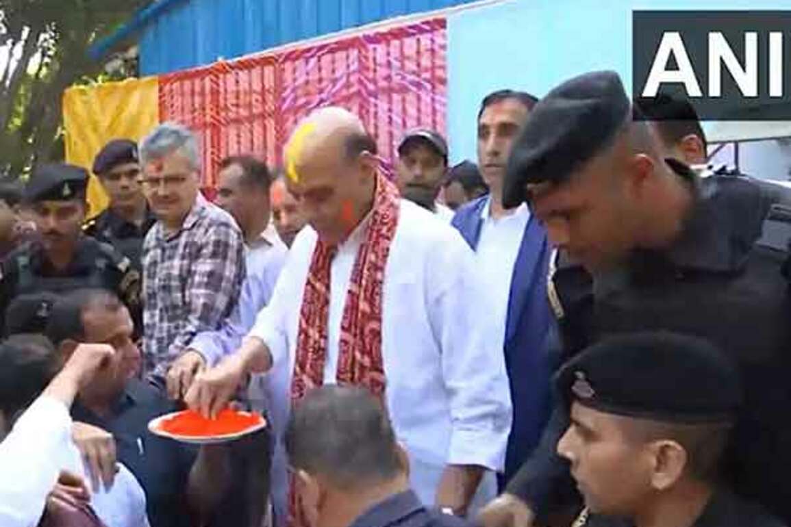 "Sense of confidence across country," says Defence Minister Rajnath Singh as he celebrates Holi with the people