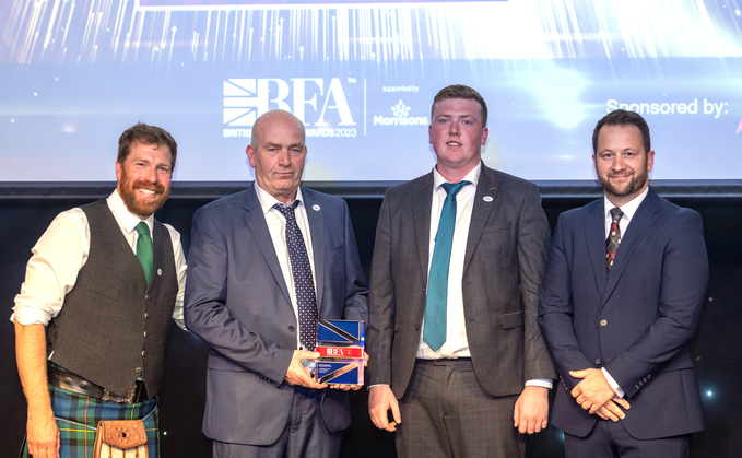 British Farming Awards 2023 Beef Farmer of the Year winners, Greg and Rowan Pickstock (middle).