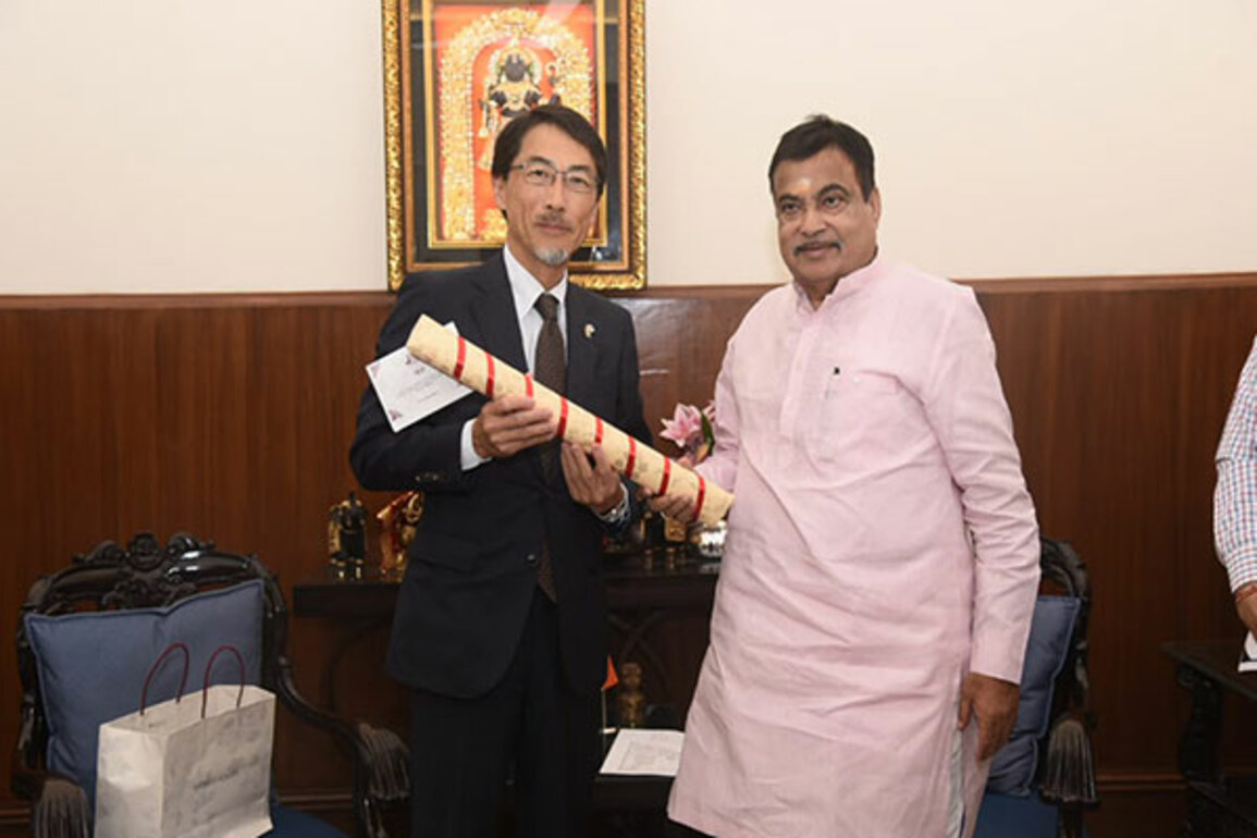 Nitin Gadkari meets Japanese envoy Keiichi Ono in Delhi