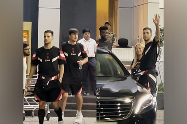 Manchester United star players Harry Maguire, Diogo Dalot, Andre Onana arrive in Mumbai