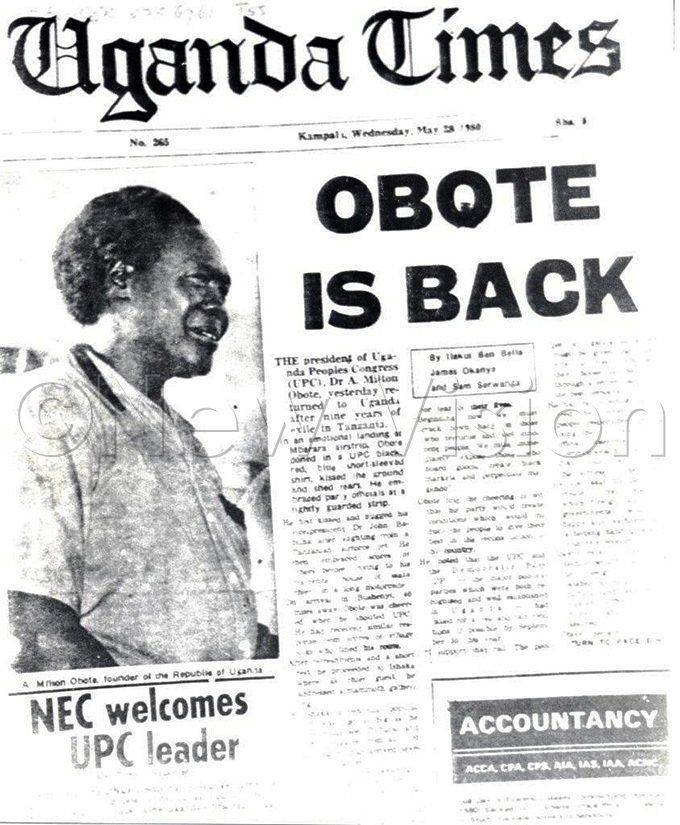  ganda imes newpaper covered botes return from exile in ay 1980 ile photo