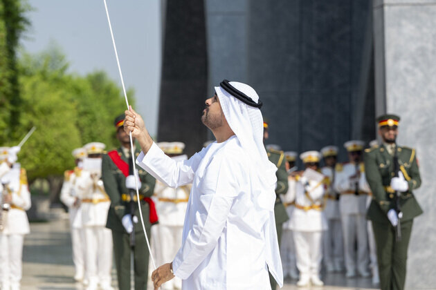 Theyab bin Mohamed bin Zayed raises UAE flag at Wahat Al Karama to mark Flag Day