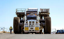 One of the Liebherr T282s arriving at Peak Downs. 