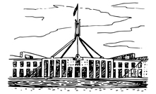 Sketch of Australia's Parliament House, Canberra. 