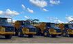 MHM Contracting 40t Moxy dump trucks on site at Munda.