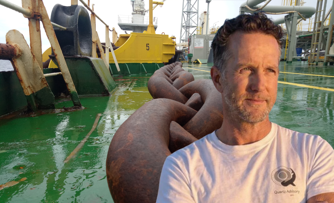 Woodside is seeking approval to leave hundreds of tonnes of offshore anchors and chains on the seabed, prompting criticism over greener alternatives. Pictured: Australian Marine Conservation Society CEO Paul Gamblin. Image illustrative only and not a Woodside operation.