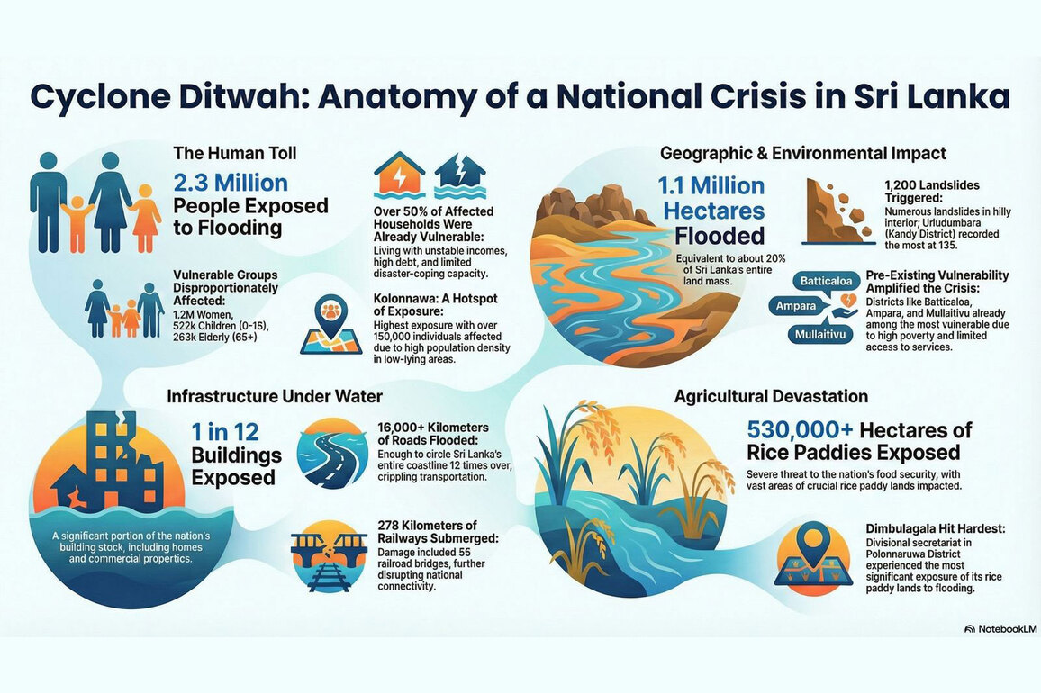 Cyclone Ditwah inundates 1.1 million hectares in Sri Lanka; 2.3 million people exposed: UNDP