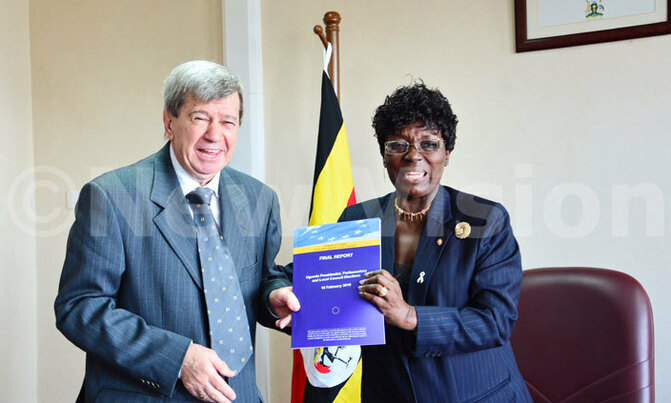 Kadaga receives EU election observers report Kadaga receives EU election observers report