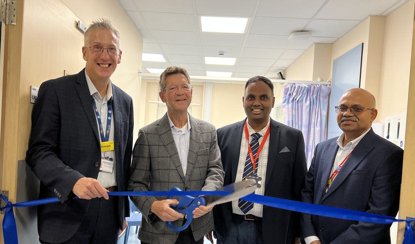 Dr Simon Constable, UHNM chief executive, Malcolm Scovell, Visveswaran Mallayan, CRDC manager and Professor Kamaraj Karunanithi, director of research and innovation at UHNM (c) UHNM