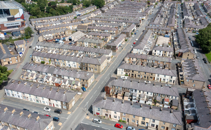 Aerial drone photo of Burnley in Lancashire, which the ECIU has claimed is just 10.8 per cent tree covered - Credit: iStock