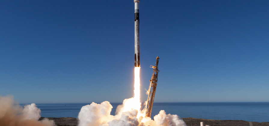 A rocket carrying Fleet Space's two new satellites.