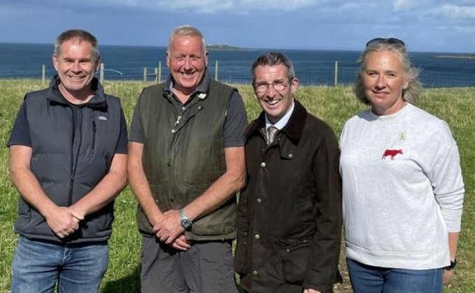 "Schemes under the package aim to contribute to the delivery of many of Daera's strategic environmental outcomes by supporting farmers and land managers to make substantial contributions to environmental improvement and sustainability." Daera Minister Andrew Muir (third from left) on a visit to Nature Friendly Farming Network chair Stephen Alexander's (second from left) farm in Groomsport.