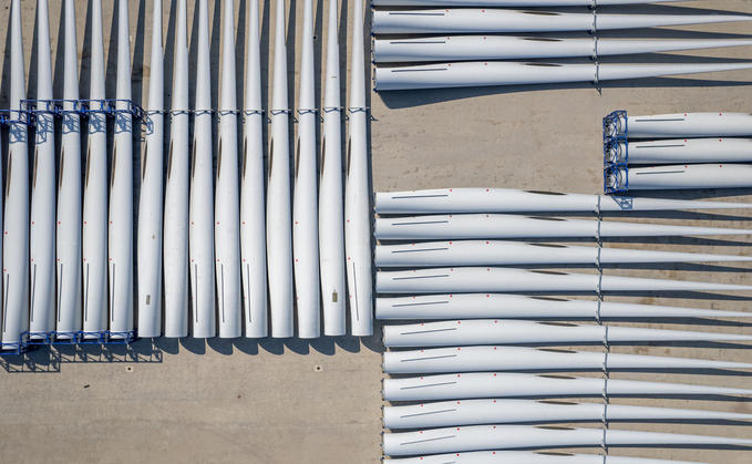 Close-up of wind turbine blades in the factory | Credit: iStock