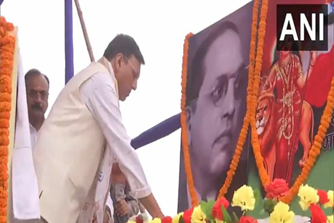 Union Minister Mansukh Mandaviya pays tribute to Babasaheb Ambedkar