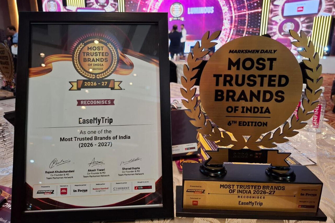 EaseMyTrip recognised among "Most Trusted Brands of India 2026-2027", reinforcing strong consumer confidence