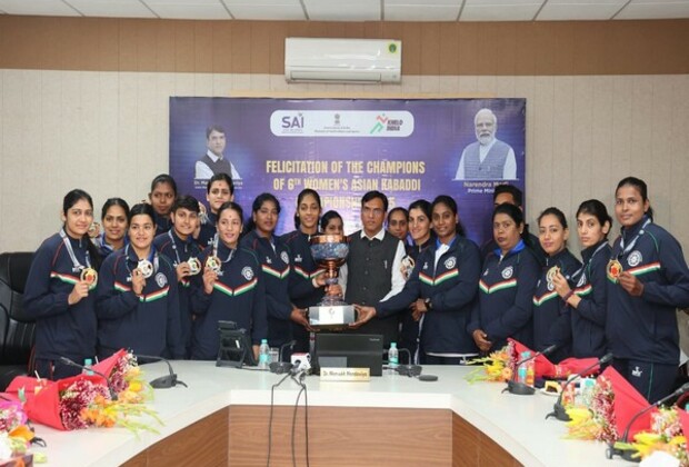 Indian women's team felicitated by Sports Minister Mandaviya after Asian Women's Kabaddi Championship win