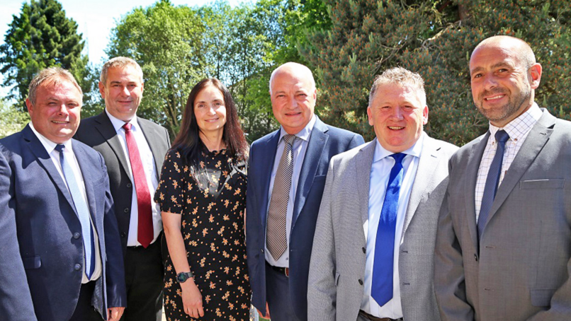 L to R: Jamie Jones, Stuart Lawrence, Carla Jackson, Tudor Griffiths, Dave Morris and Mark Evans