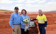  L-R: Hancock executive director Tad Watroba, chairman Gina Rinehart and Rio Tinto Iron Ore chief executive Chris Salisbury at Baby Hope