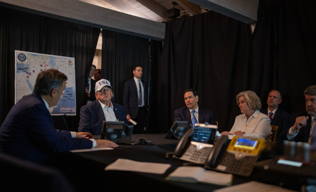 US President Donald Trump oversees Iran military operations at Mar-a-Lago, Florida on February 28, 2026. 