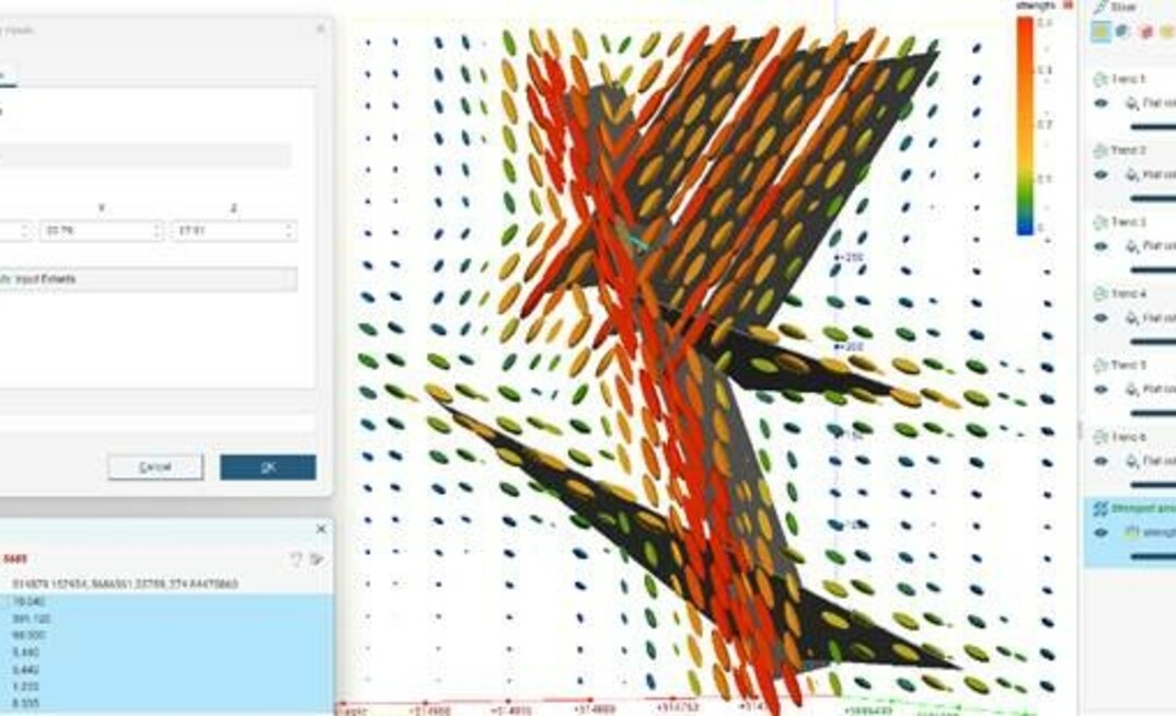 New options for structural trend visualisation allow a custom grid to inform the visualisation of the trend; display options include orientation information and strength