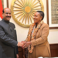 Om Birla meets Zambia National Assembly Speaker