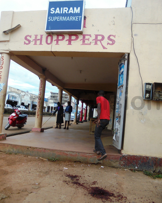 lood outside the supermarket where riokot was attacked while on guard duty hoto by mmanuel lomu