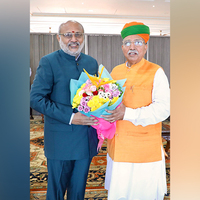 Union Minister Arjun Ram Meghwal congratulates CP Radhakrishnan for NDA's VP nomination