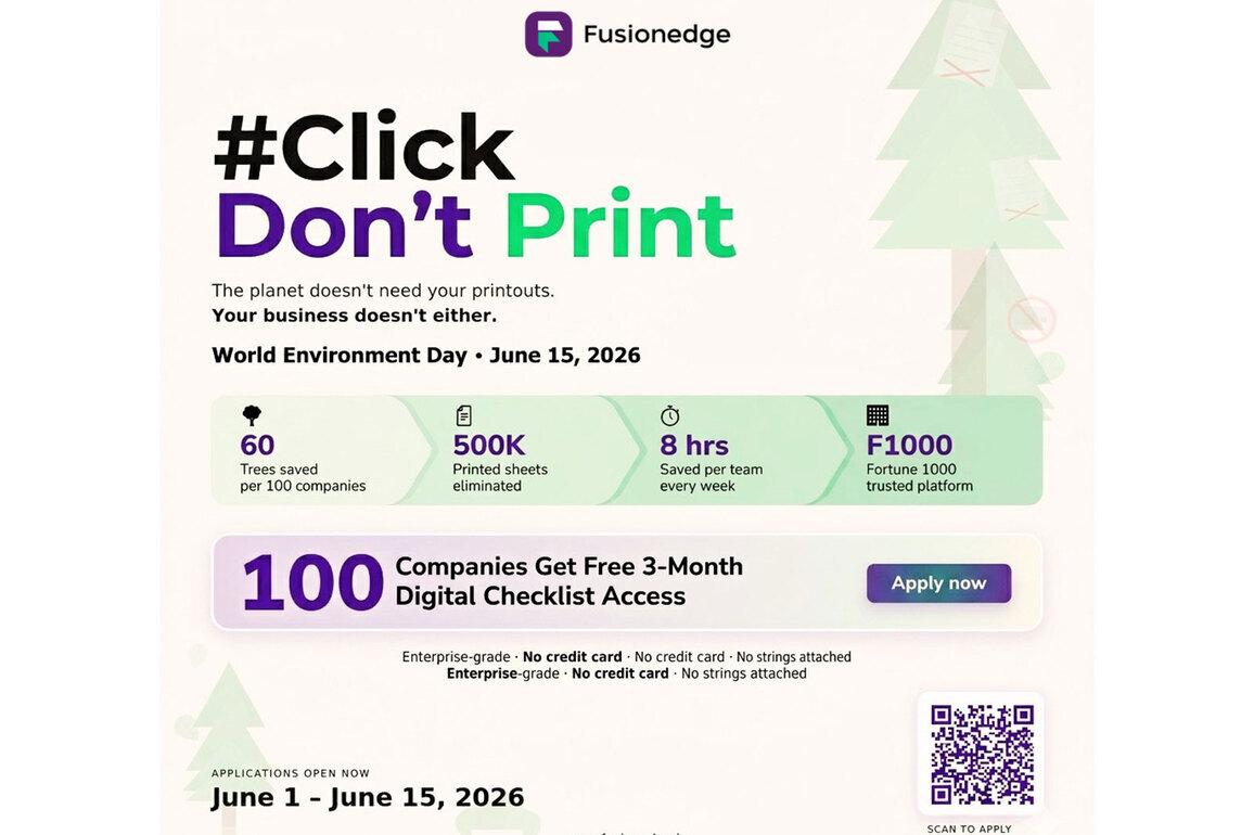 FusionEdge CAFM Platform Launches #ClickDontPrint Campaign- 100 Companies to Get Free Digital Checklist Access This World Environment Day 2026