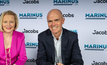 Collette Burke, interim CEO of Marinus Link and Patrick Hill, president Global Operations at Jacobs sign the new agreement.