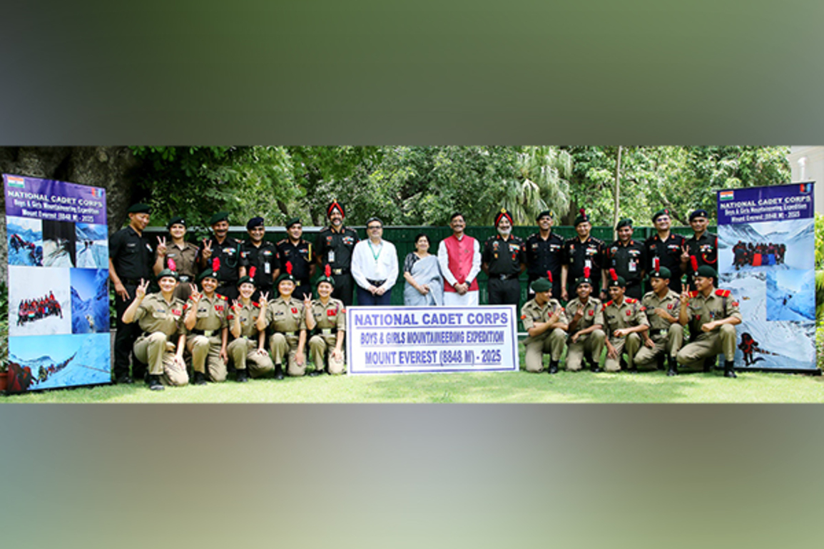 Union Minister Sanjay Seth interacts with NCC Mount Everest expedition team after their successful summit